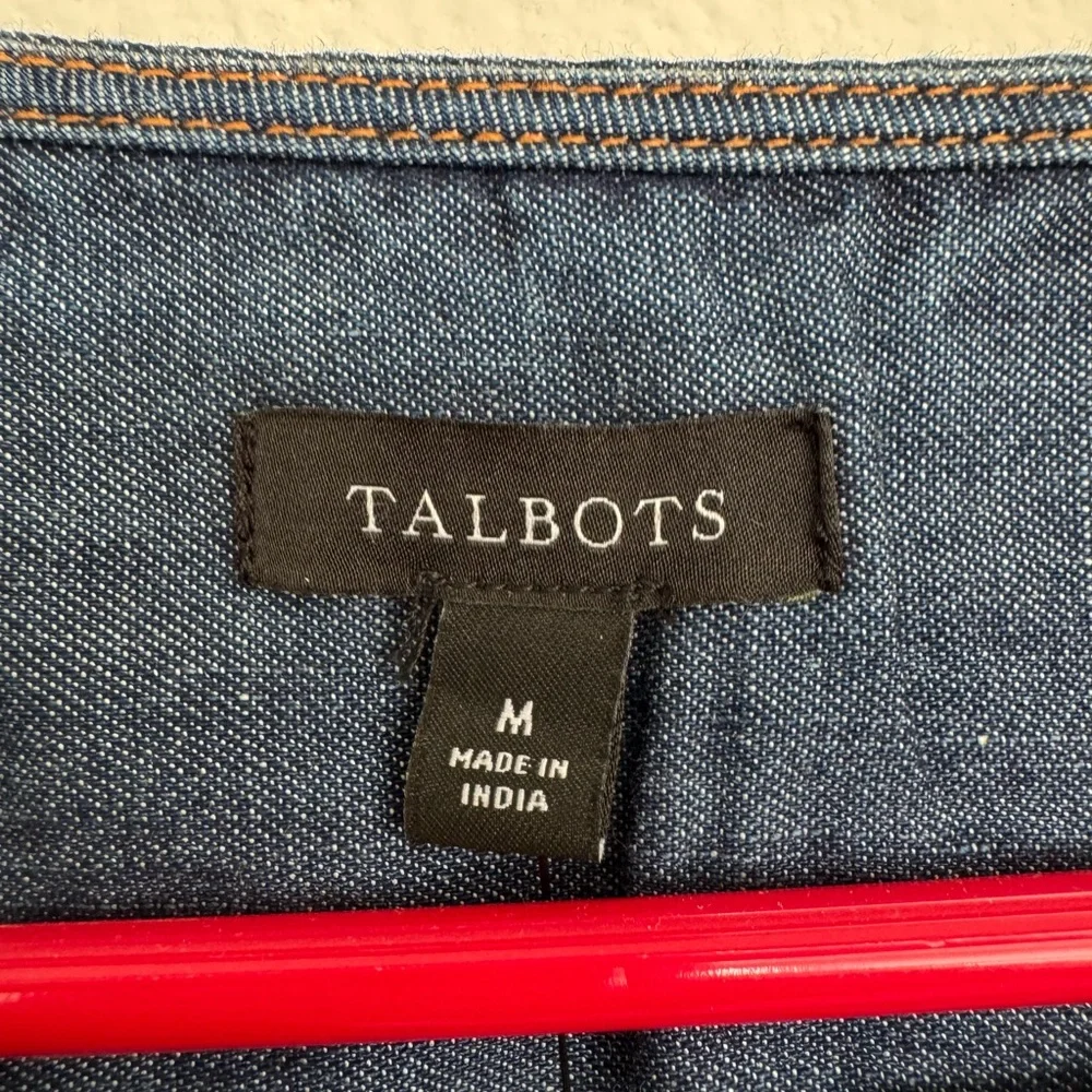 NWT Talbots Denim Short Sleeve Peasant Top in Dark Blue Size M - Picture 7 of 11